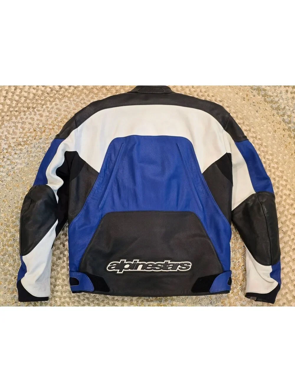 Y2K Alpinestars Technical Pilot Leather Motorcycle Jacket Blue White Black sz 48